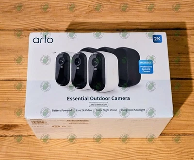 Arlo Essential Outdoor Camera 2K - 2nd Generation - 3 Pack **NEW and SEALED** - Image 1 of 3