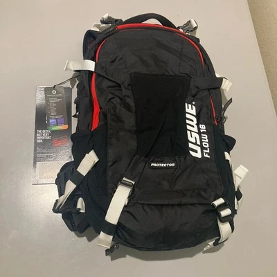 USWE Flow 16L Hydration Compatible Protector Pack MTB Enduro E-Bike - Black/Red - Image 1 of 4