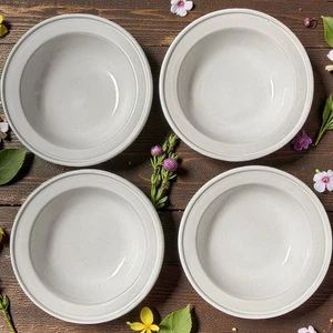 Vintage Bennington Potters Vermont 1961 DG weiß auf weißem breiter Rand Suppenschüssel - Bild 1 von 13