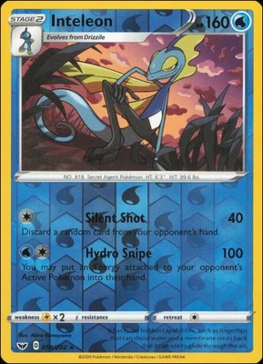 Pokemon - Inteleon (059) #059/202 - SWSH01: Sword & Shield Base Set Reverse Holo - Image 1 of 2