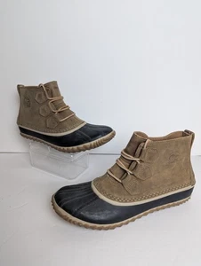 Botas para mujer SOREL Out 'n About Duck tostadas/negras impermeables con cordones parte superior baja talla 9 - Imagen 1 de 10