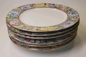 Japanese Porcelain Ware Plates Luncheon ACF Hand Painted Hong Kong 8" Lot Of 7 - Picture 1 of 6