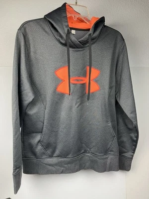 Under Armour Hoodie Youth XL Gray Orange Logo ColdGear Pullover Sweatshirt - Image 1 of 4