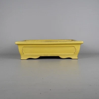 Maceta Bonsai Yamaaki Shosen Tokoname 32 cm Amarillo Esmaltado Rectángulo Mado-iri Usada Foto 1 de 4