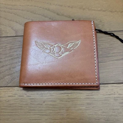 RRL Ralph Lauren Cartera de Cuero Doble Pliegue Marrón Águila Logo Repujado Nueva Informal Foto 1 de 4