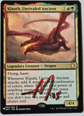 KLAUTH UNRIVALED ANCIENT Andrew Mar SIGNED MTG Auto Non-foil The List AFC Dragon - Image 1 of 2