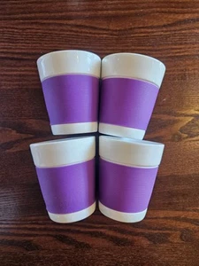 4x Bodum Coffee Mugs Purple Silicone Sleeve 10cm High - Picture 1 of 3