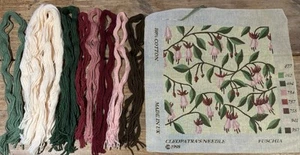 CLEOPATRA’S NEEDLE Vintage 13”NEEDLEPOINT Canvas + Yarn 1998 “FUSCHIA” UK - Picture 1 of 7