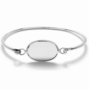 925 Sterlingsilber 7" Seil umrandet oval gravierbar Platte Armreif Armband - Bild 1 von 1