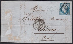 Old Classic Cover, OFCV0004 France Sc15 Napoleon, Nov. 04. 1859. - Picture 1 of 2