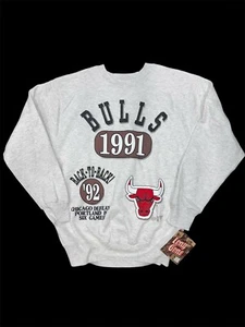 Vintage Chicago Bulls Crewneck Sweatshirt Long Gone AOP Sz Large Jordan 1991-92 - Picture 1 of 15