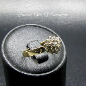 Vintage 9ct Gold Ring Diamond Cluster Size O 1/2 2.11g 0.3tcw 9k Hallmarked - Picture 1 of 10