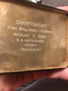 1934 Golf Trophy Mixed Foursome Sterling Cigarette Case Ithaca New York 90 Grams - Picture 1 of 10