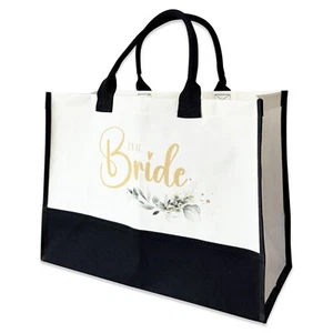 BOLSO GRANDE DE YUTE LA NOVIA - BOLSO DE LONA RECUERDO DESPEDIDA DE SOLTERA GOLOSINA BOTÁNICA - Imagen 1 de 3