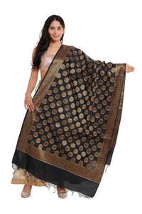 Nuevo Diseñador Mujeres Niñas Étnico Fiesta Usar Bufanda Estola Banarasi Seda ZariDupatta - Imagen 1 de 19