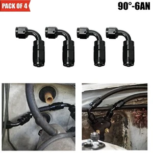 4 piezas negro 6AN AN6 90 grados aluminio giratorio línea de combustible aceite manguera montaje extremo - Imagen 1 de 4
