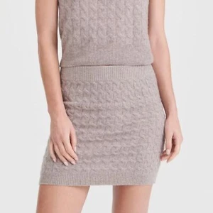 Naadam Cashmere Cable Knit Mini Skirt Tan Small - Picture 1 of 7