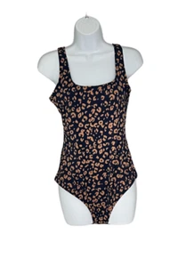 COLECCIÓN M&S TRAJE DE BAÑO MARRÓN OSCURO MEZCLA ESTAMPADO CUELLO REDONDO - Imagen 1 de 3