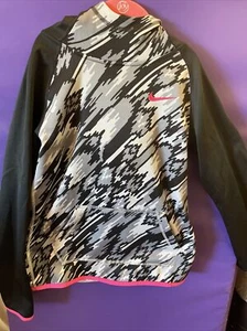 girls medium NIKE DRI FIT pull over HOODIE BLACK & GRAY - Picture 1 of 4