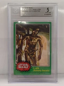 C-3PO ANTHONY DANIELS "OBSCENE"ERROR Card #207 STAR WARS 1977 Topps BGS 5 Golden - Picture 1 of 3