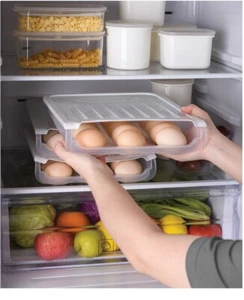 Egg Tray Storage Box Holder Rolling (capacity 18) Refrigerator Container Case - Picture 1 of 5