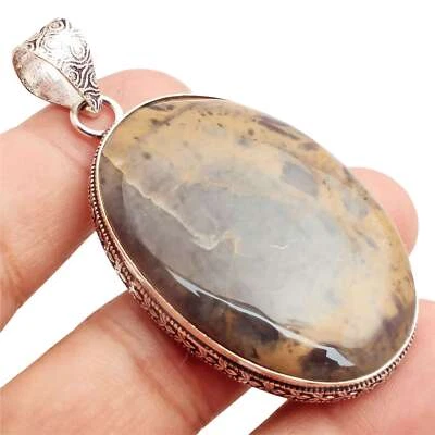 Jaspis Edelstein Versilbert Handmade Anhänger Schmuck Geschenk 5.2cm P-14861 - Bild 1 von 3