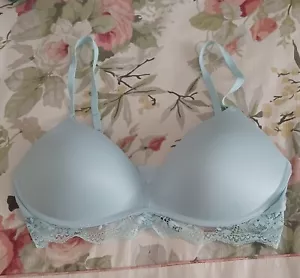 MAIDENFORM~36B~DM1196~Blue Your Lift Wireless Lace Trim Bra - Picture 1 of 3