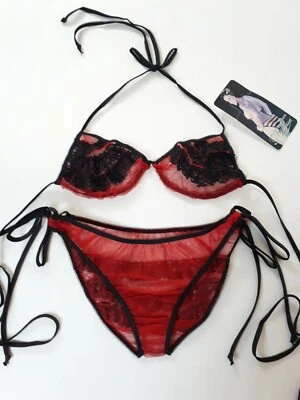 Ширли Голливуда чистый красный бюстгальтер комплект нахальный кружевной оборки бюстгальтер и галстук бикини - Изображение 1 из 4