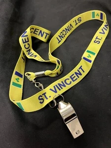 ST VINCENT FLAG CARNIVAL YELLOW LANYARD & WHISTLE 84cms x 2cms (33" x 3/4" ) - Picture 1 of 1