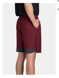 Athletic Works Knit Jersey Shorts Maroon Gray Elastic Waist Men's multiple sizes - Picture 1 of 4
