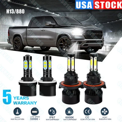 Faro LED alto/bajo para Dodge RAM 1500 2500 3500 1994-2001 + faros antiniebla bombillas Foto 1 de 4