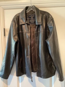 US Polo Assn Faux Leather Jacket Coat Dark Brown Men's Size L Quilt Lining - Picture 1 of 9