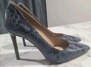 Nuevo Michael Kors Gretel Cuero Estampado Azul Talla IT 37.5/7 - Imagen 1 de 8