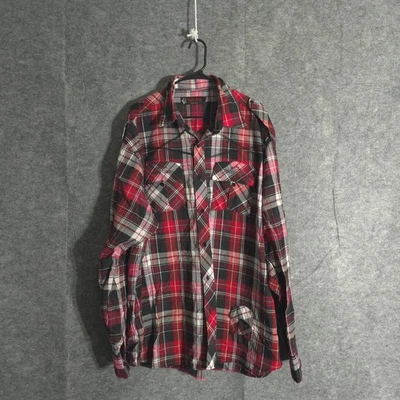Red Ape Jeans Company Shirt Mens 3XL Red Black White Plaid Long Sleeve Button Up - Image 1 of 4