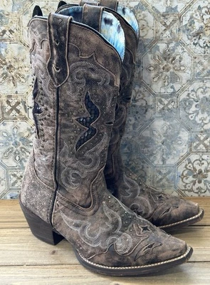 Botas vaqueras Laredo Lucrecia vaqueras punta corta serpiente marrón para mujer 6 M Foto 1 de 4