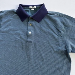 Polo vintage Peter Millar début années 2000 L bleu géométrique 100% coton Corée - Photo 1/9