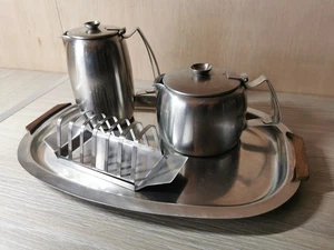 Old Hall Vintage Stainless Steel Tea Set Serving Set Milk Jug, Tea Pot & More - Picture 1 of 4