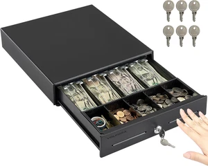 Cajón de caja registradora manual de 13" para sistema de punto de venta (POS), negro  - Imagen 1 de 12
