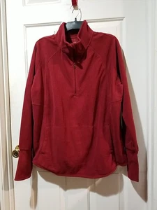 St John's Bay Womens Fleece Top Shirt Size XXL Dark Red Lightweight Pockets - Picture 1 of 9