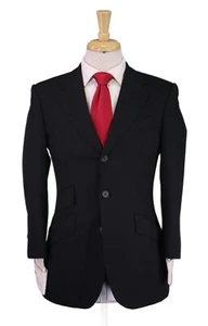 Richard James Savile Row Black Knit Woven 3-Btn Hacking Suit 36S - Picture 1 of 11
