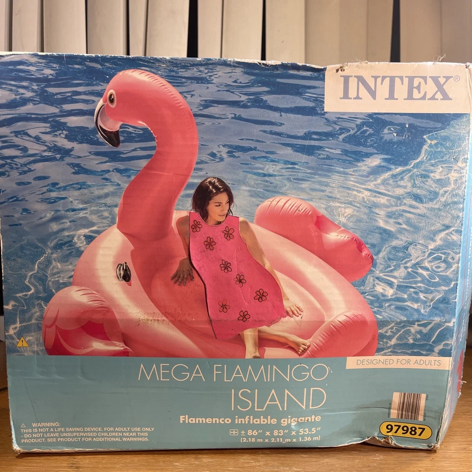 Intex Inflatable Ride on 86 Inch Mega Flamingo Island Pool Float 56288ep