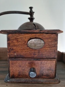 Antique French 1800's Wooden Coffee Grinder (Japy Freres) (Peugeot & Cie) - Picture 1 of 14