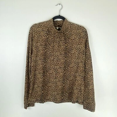 Jones New York Sport Womens X Large Blouse Leopard Long Sleeve Brown Top Shirt - Image 1 of 4
