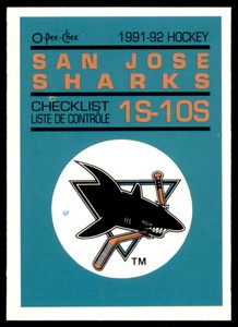 1991-92 O-Pee-Chee Sharks & Russians Inserts San Jose Sharks Checklist San Jose