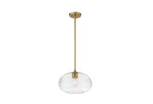 Z-Lite 1-Light Olde Brass Pendant with Clear Glass - Picture 1 of 4