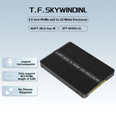 Version M.2(NGFF) NVMe SSD to U.2 (SFF-8639) 2.5" SSD Adapter with Thermal Pad - Image 1 of 4