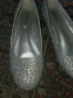 Silver Rhinestone Diamond Bling Sparkly Balet Flats By Hot Cakes Size 7.5