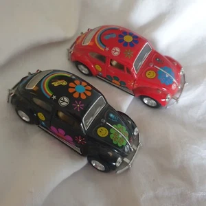 Kandytoys Kinsmart Classic 60s Style Classic VW Beetle Pull Back Cars Red Black - Picture 1 of 9