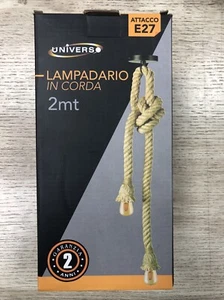 Portalampada Canapa Lampadario doppia Corda E27 Vintage Illuminazione casa bar - Foto 1 di 1