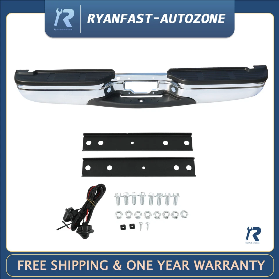 Parachoques trasero cromado sin orificios de sensor de estacionamiento aptos para Ford F250 F350 1999-2007 Foto 1 de 4